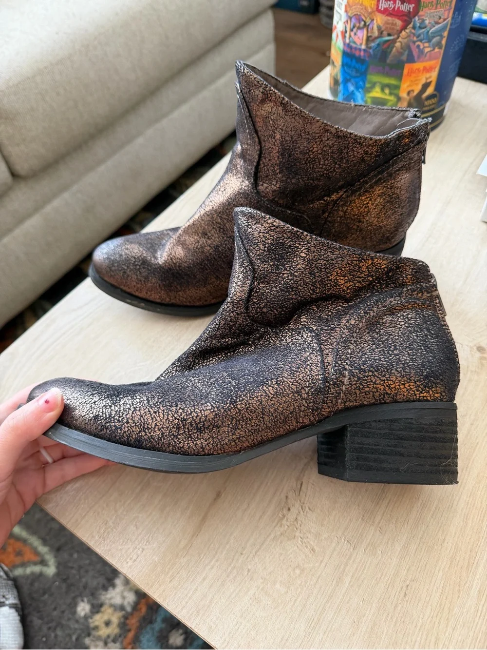 Not Rated Women's Metallic Bronze Ankle Booties. Like new condition. Size 9